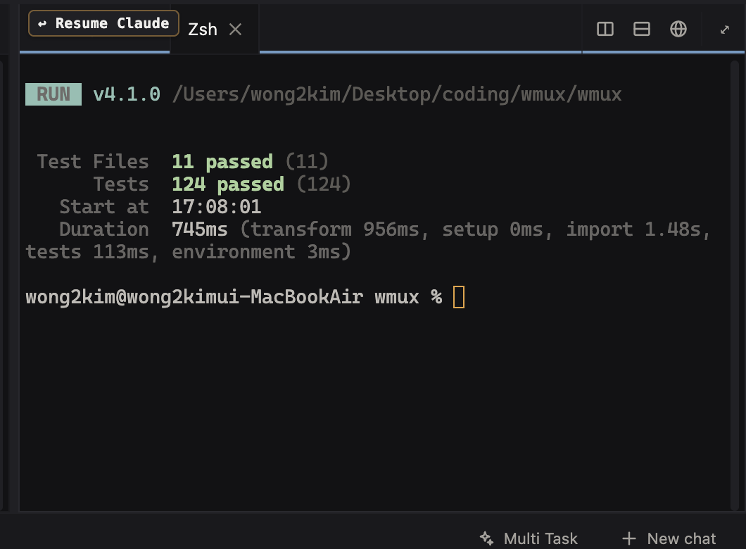 wmux restoring a full workspace with its panes and scrollback after a reboot